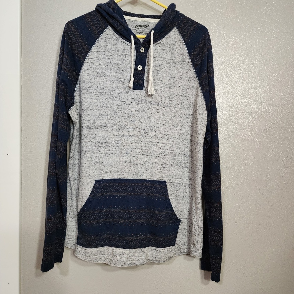Arizona Jean's Men's Long Sleeve Shirt Size Large Pullover Gray Blue